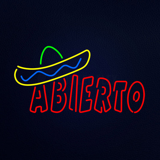 Abierto With Graphic Neon Flex Sign