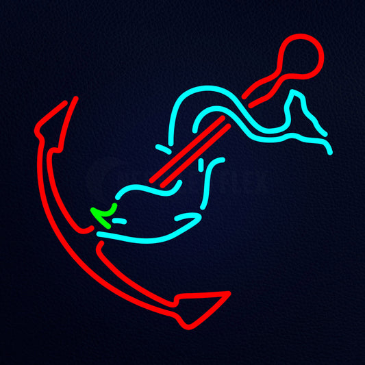 Anchor With Fish Logo Neon Flex Sign