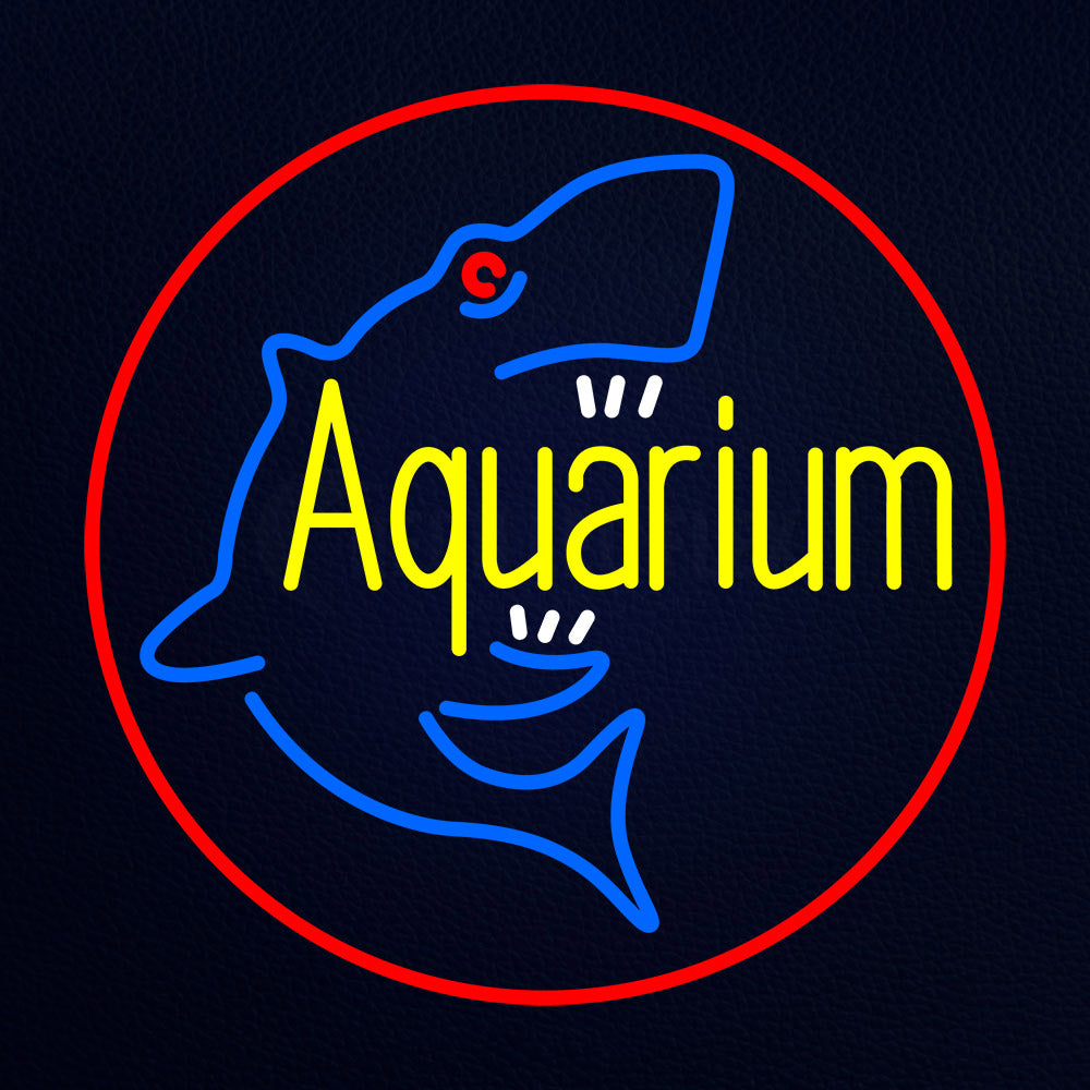 Aquarium Shark Logo Red Circle Neon Flex Sign