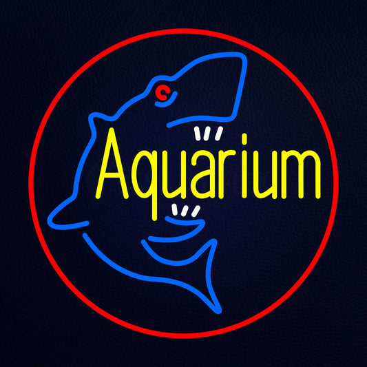 Aquarium Shark Logo Red Circle Neon Flex Sign