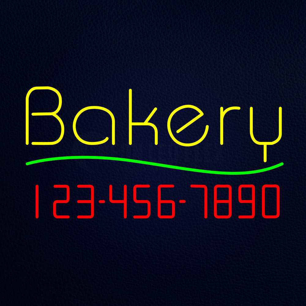 Bakery With Phone Number Neon Flex Sign