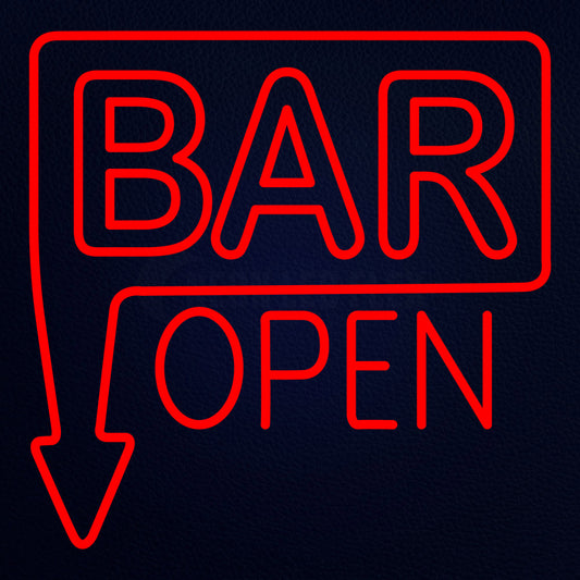 Bar Open With Arrow Red Neon Flex Sign