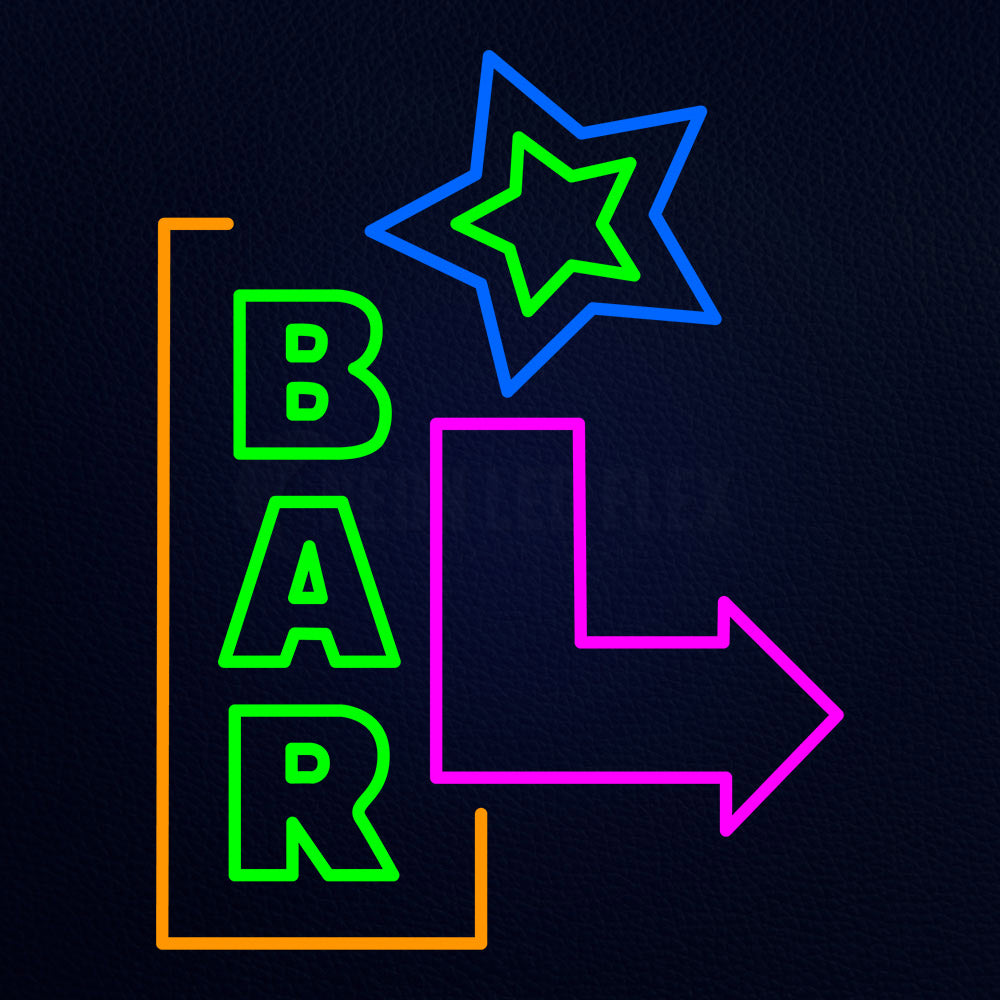 Bar With Star Neon Flex Sign