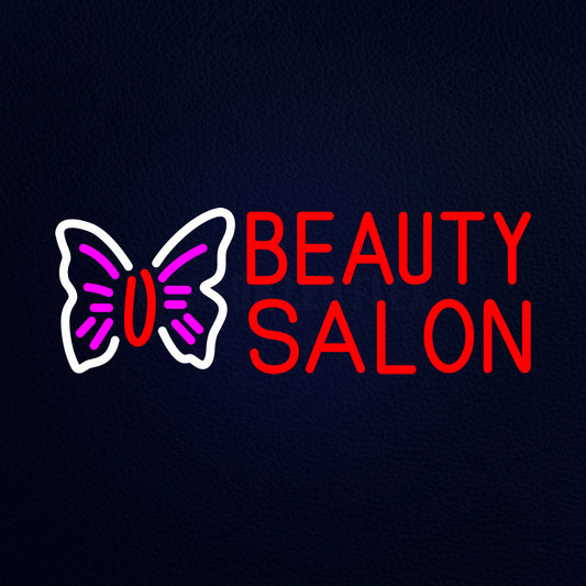 Beauty Salon With Butterfly Logo Neon Flex Sign