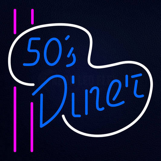 Blue 50S Diner Pink Lines Neon Flex Sign