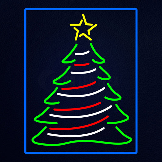 Blue Border Decorative Christmas Tree Neon Flex Sign