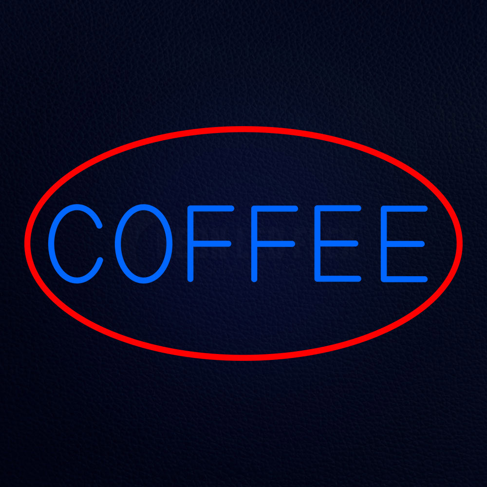 Blue Coffee With Red Neon Flex Sign