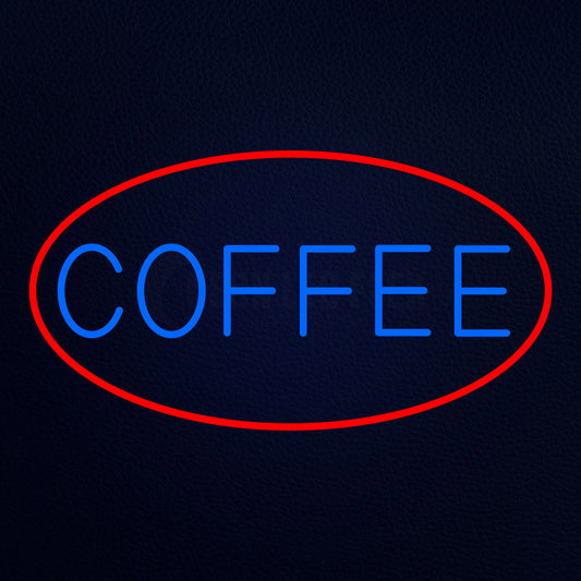 Blue Coffee With Red Neon Flex Sign