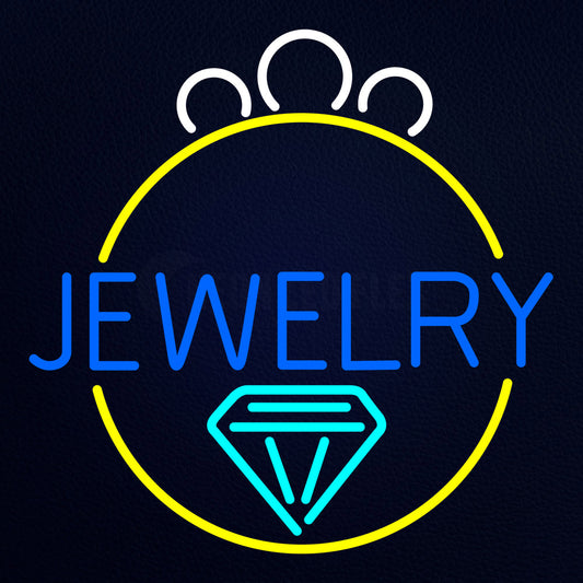 Blue Jewelry Center Ring Logo Neon Flex Sign