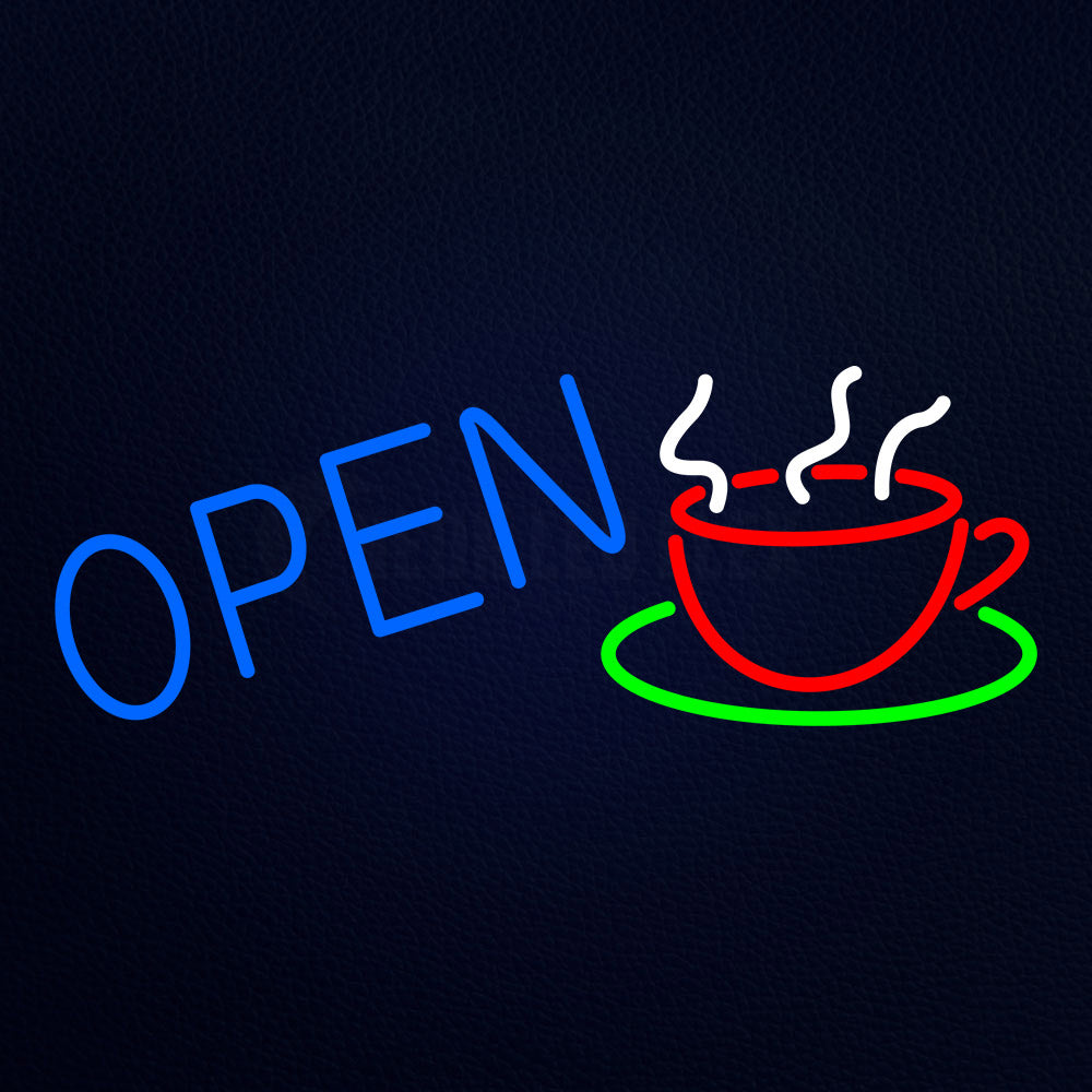 Blue Open Coffee Cup Neon Flex Sign