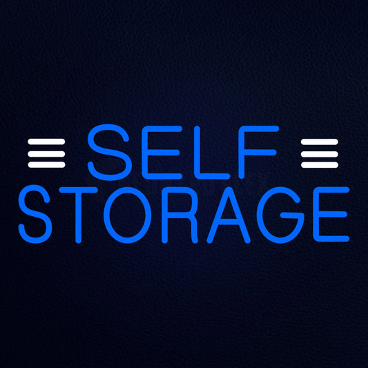 Blue Self Storage With White Line Neon Flex Sign