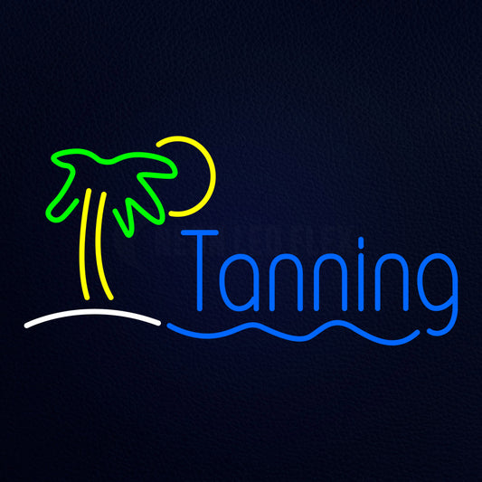 Blue Tanning Palm Tree Neon Flex Sign