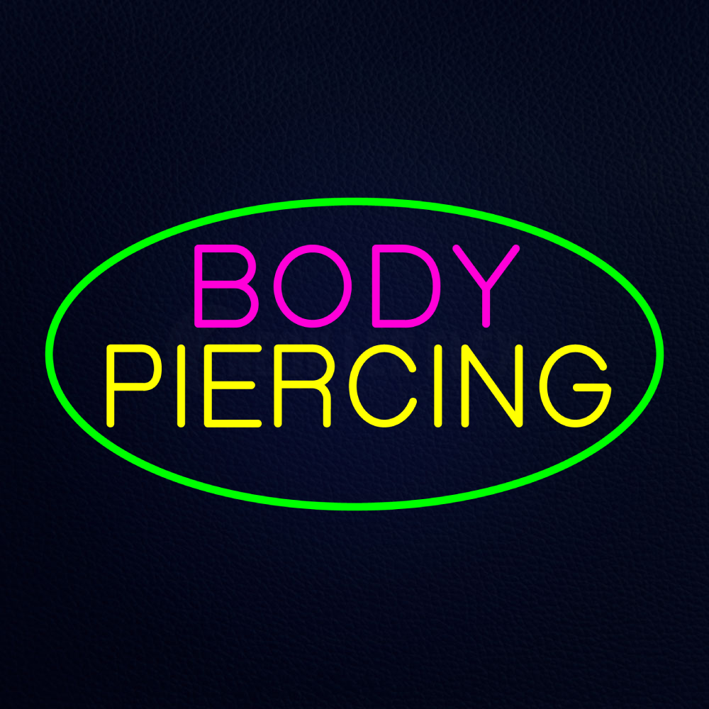 Body Piercing Oval Neon Sign