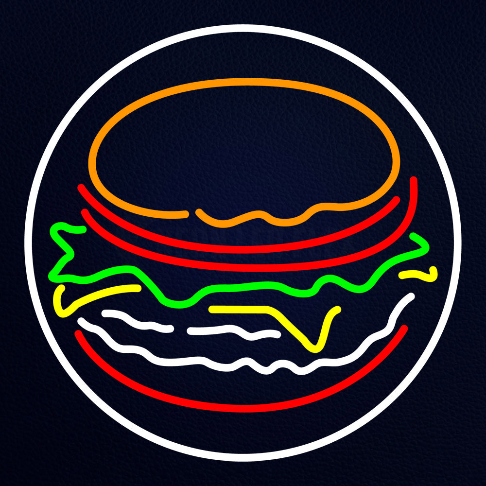 Burger Logo Circle Neon Flex Sign