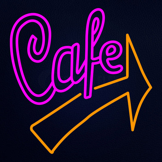 Cafe With Red Arrow Neon Flex Sign