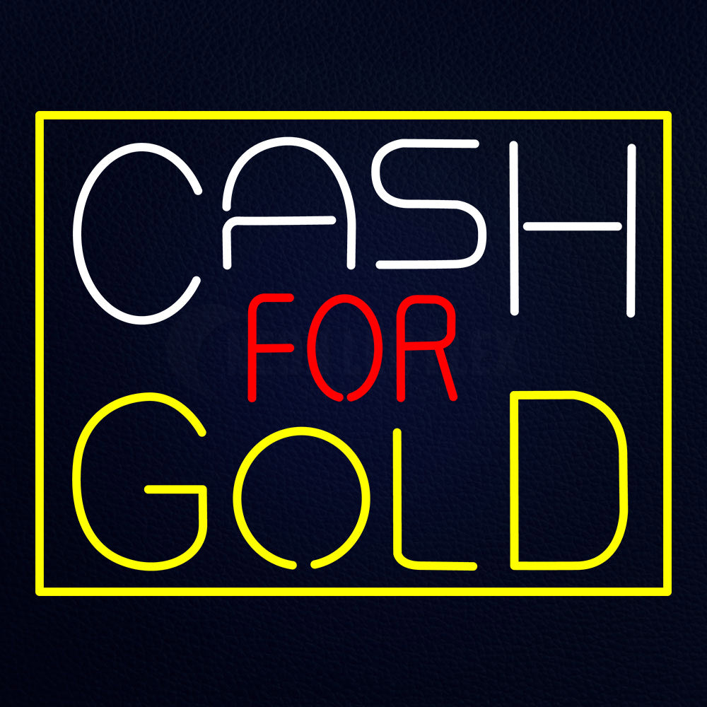 Cash For Gold Yellow Border Neon Flex Sign