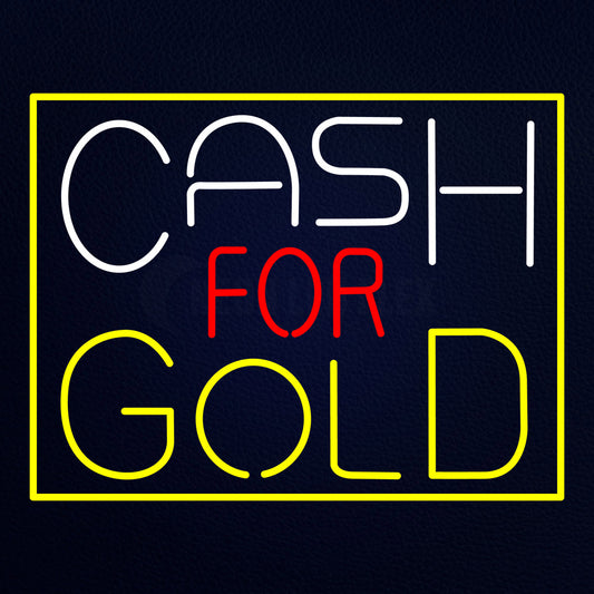 Cash For Gold Yellow Border Neon Flex Sign