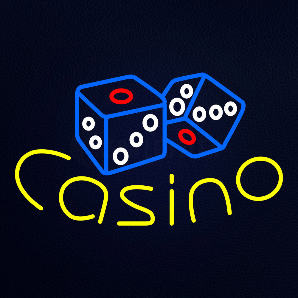 Casino With Dice Flashing Neon Flex Sign