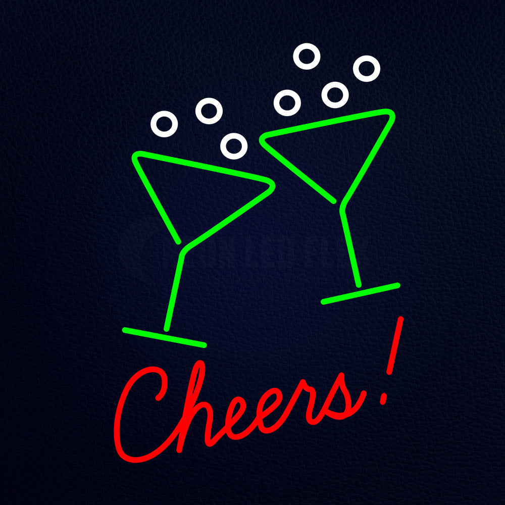 Cheers With Wine Glass Neon Flex Sign