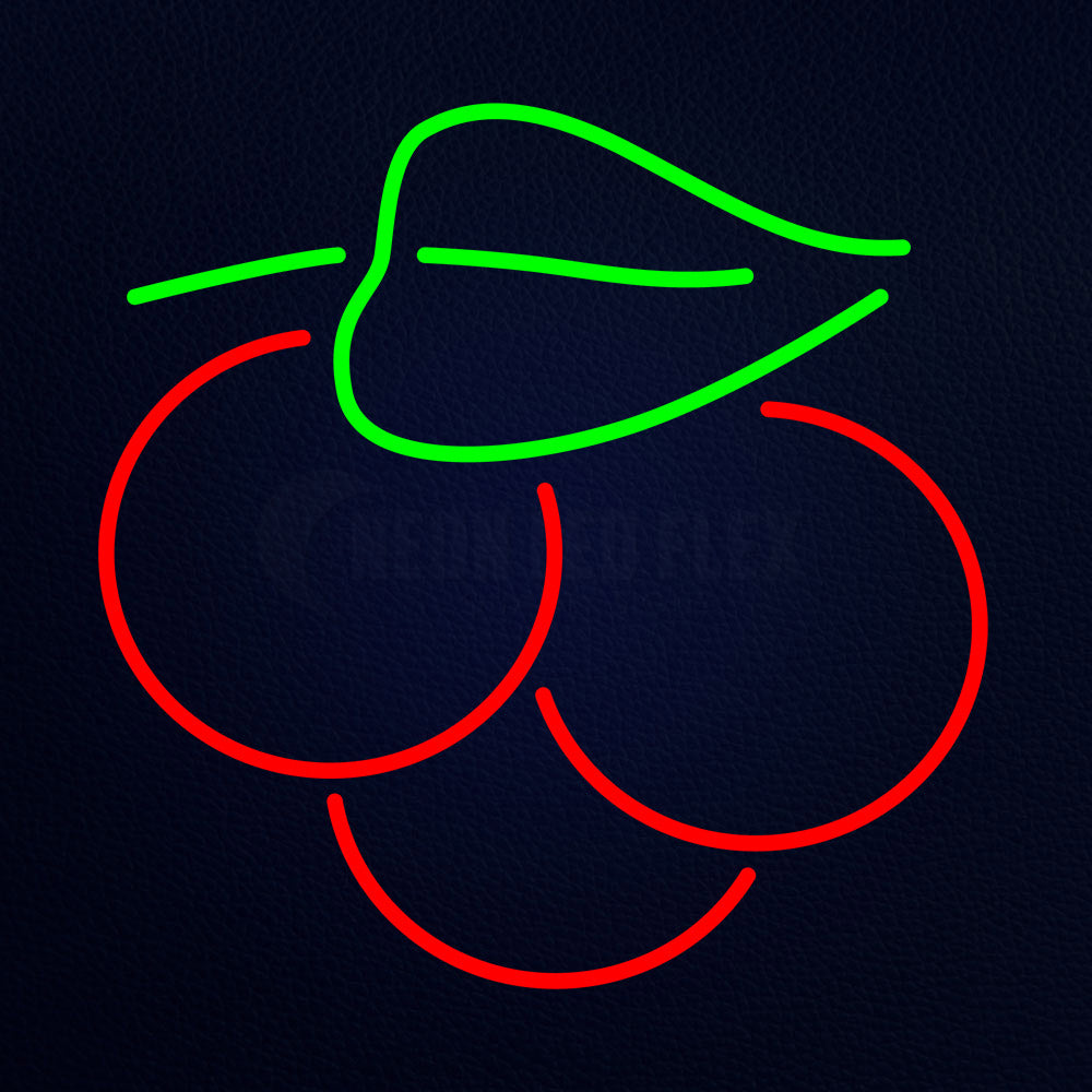 Cherry With Leaves Logo Neon Flex Sign