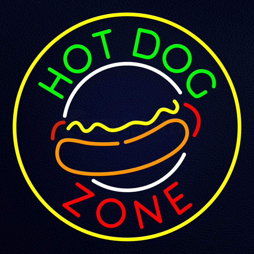 Circle Hot Dog Zone Neon Flex Sign