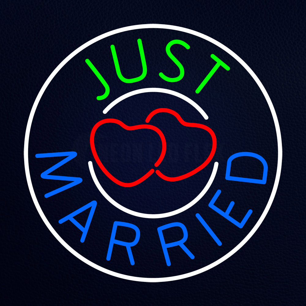 Circle Just Married Neon Flex Sign