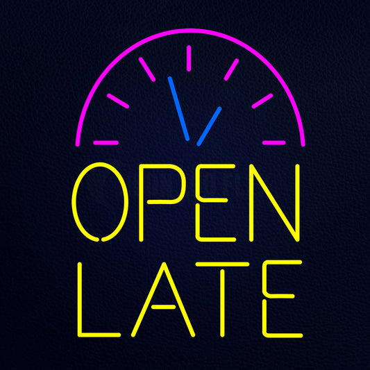 Clock Open Late Neon Flex Sign