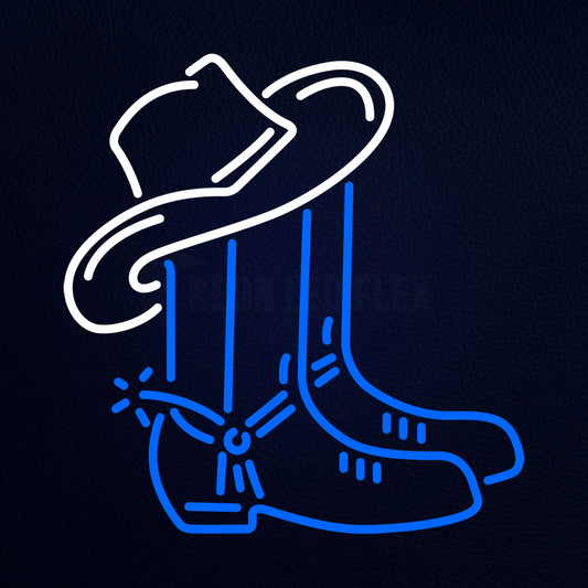 Cowboy Boots Logo Block Neon Flex Sign