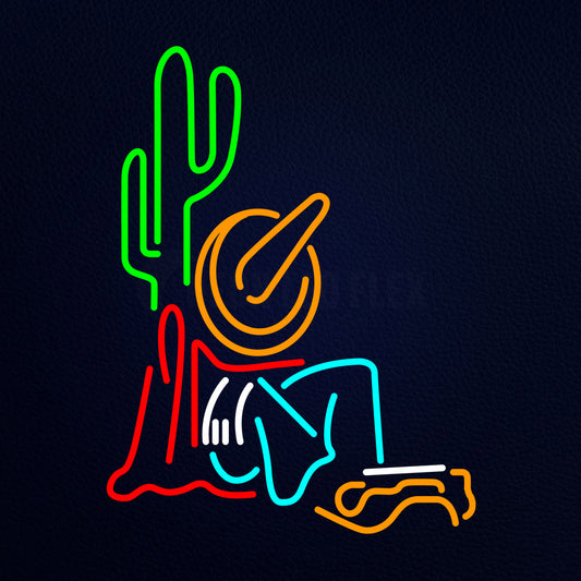 Cowboy With Cactus Neon Flex Sign