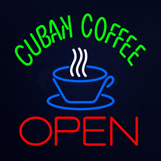 Cuban Coffee Red Open Logo Neon Flex Sign