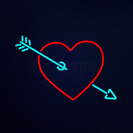 Cupids Arrow Love Heart Neon Flex Sign