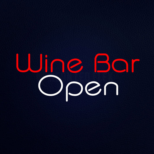 Cursive Red Wine Bar Open Neon Flex Sign