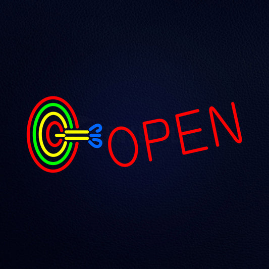 Dart Board Open With Blue Border Neon Flex Sign