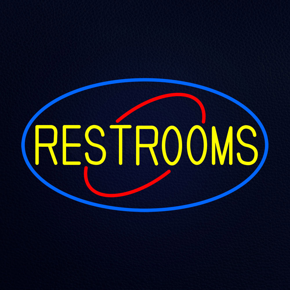 Decorative Restrooms With Blue Border Neon Flex Sign