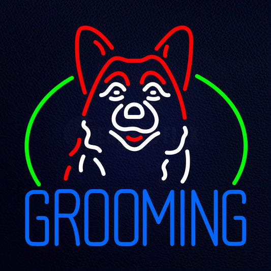 Dog Blue Grooming Neon Flex Sign