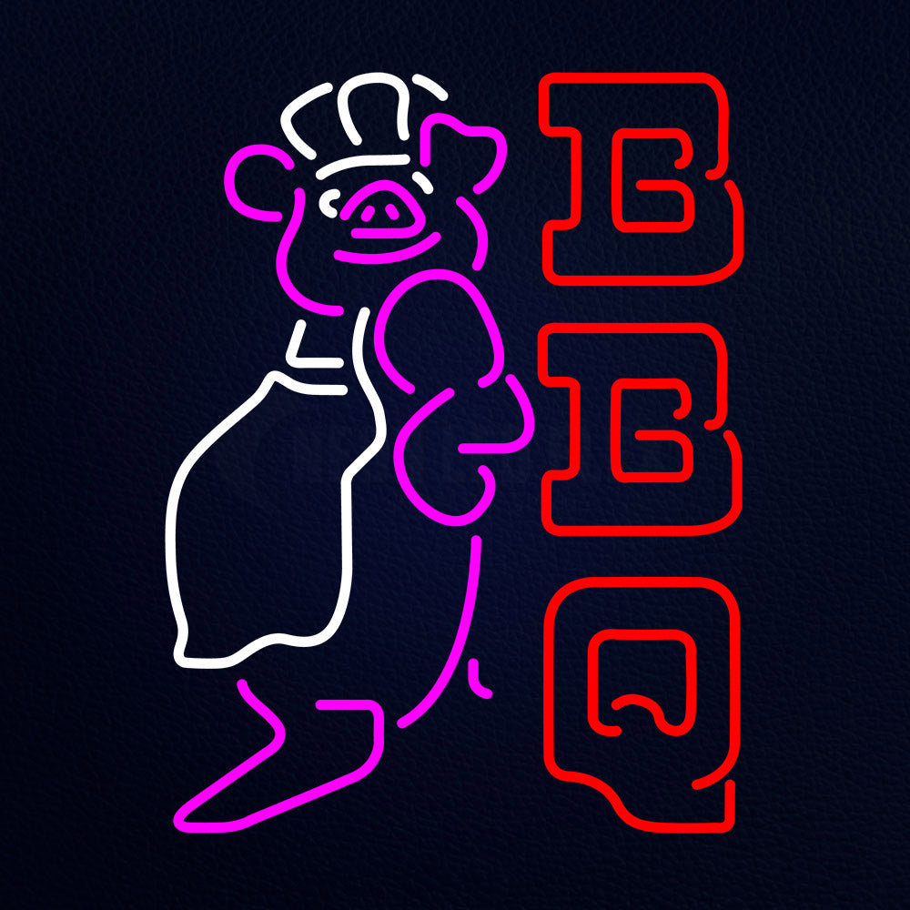 Double Stroke Bbq Pig Logo Neon Flex Sign