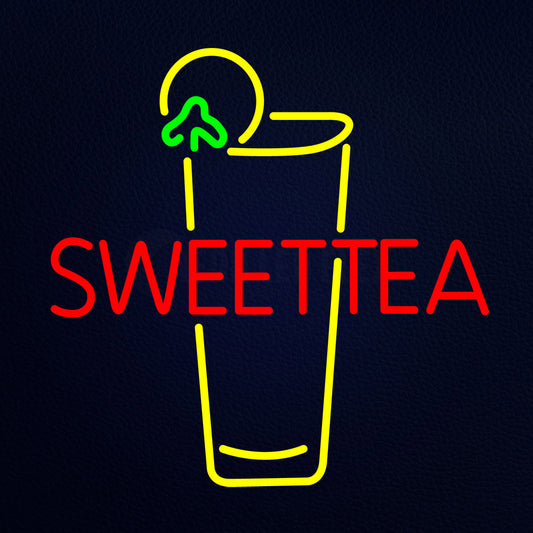 Double Stroke Sweet Tea With Glass Neon Flex Sign