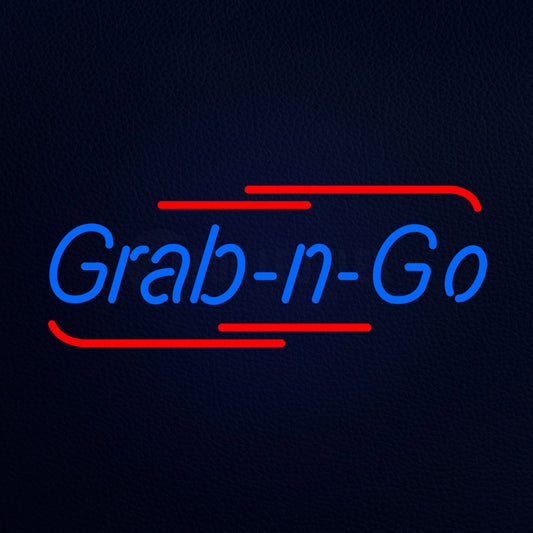 Grab N Go In Blue Neon Flex Sign