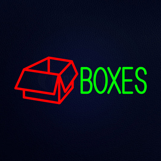 Green Boxes Red Logo Neon Flex Sign