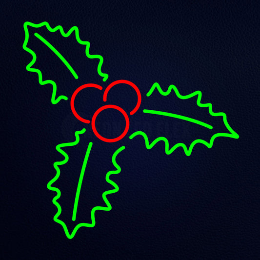 Green Christmas Holly Neon Flex Sign