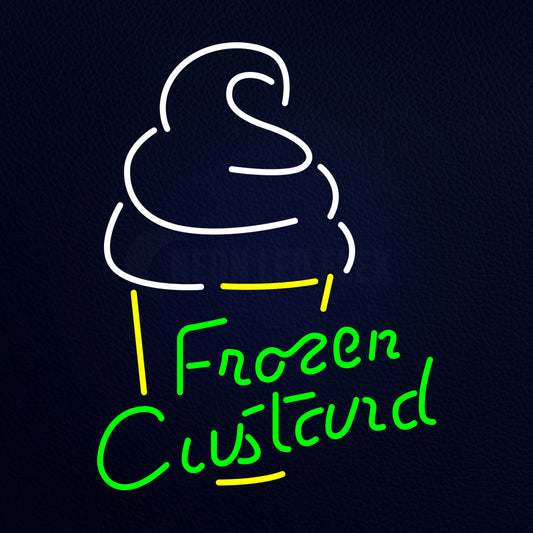 Green Frozen Custard With Logo Neon Flex Sign