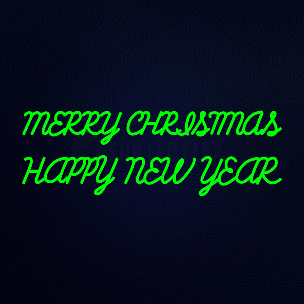 Green Merry Christmas Happy New Year Neon Flex Sign