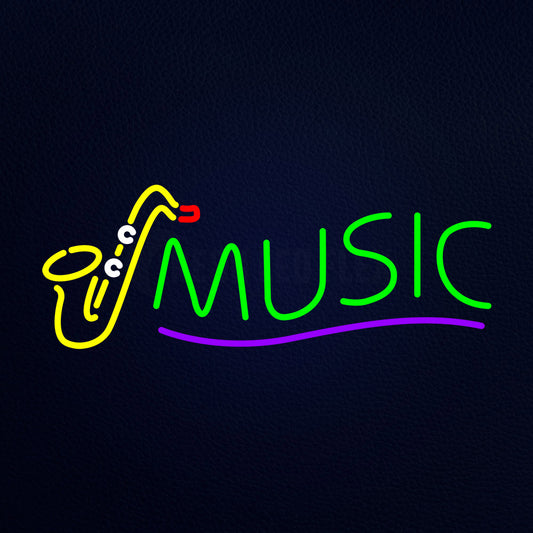 Green Music With Saxophone Neon Flex Sign