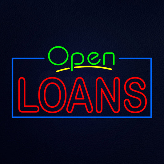 Green Open Red Double Stroke Loans Neon Flex Sign