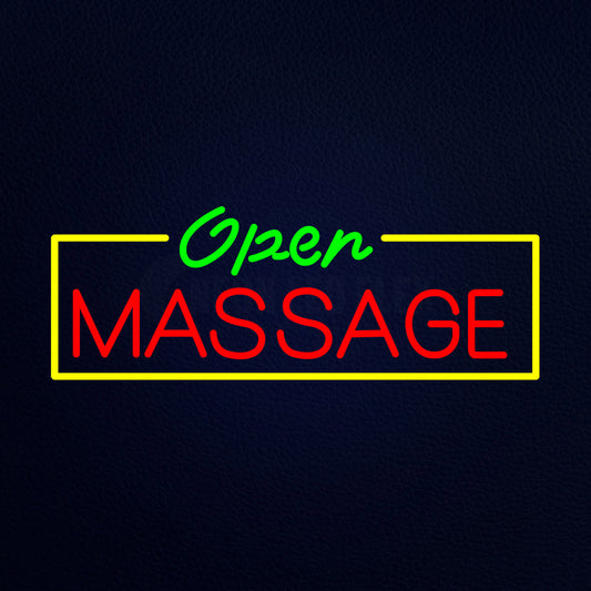 Green Open Red Massage Yellow Border Neon Flex Sign