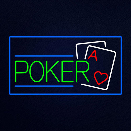 Green Poker With Cards Neon Flex Sign