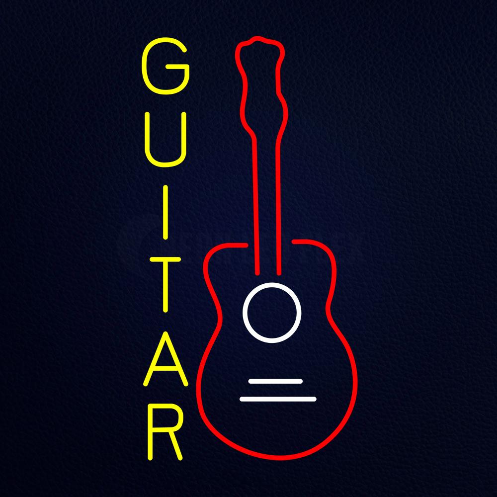 Guitar in Red Neon Flex Sign