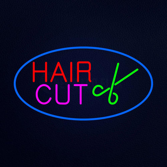 Hair Cut Logo Pink Neon Flex Sign