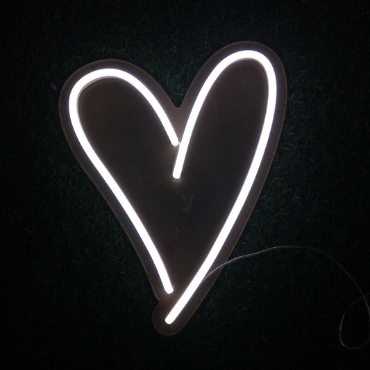 Heart White Neon Sign