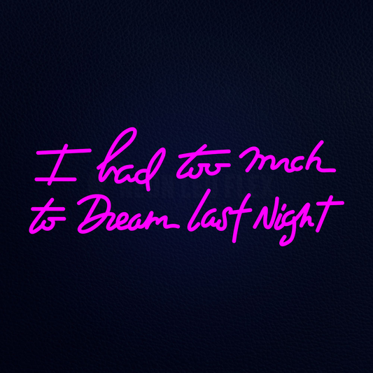 I Had Too Much to Dream Last Night Pink Neon Sign